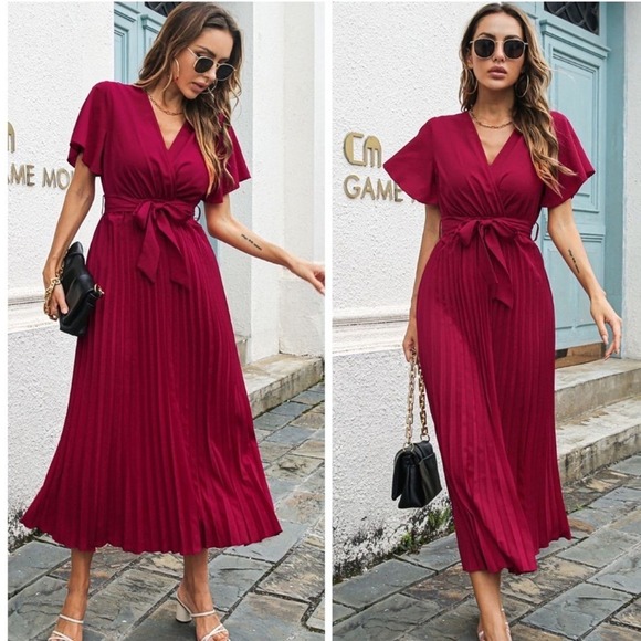 Never a Dull Moment Pleated Midi Dress - Picture 1 of 2